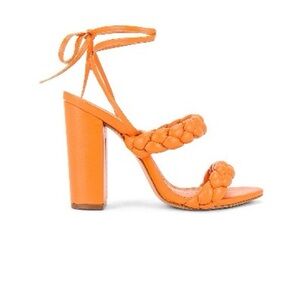 SCHUTZ Orange Braided Block Heel Sandals